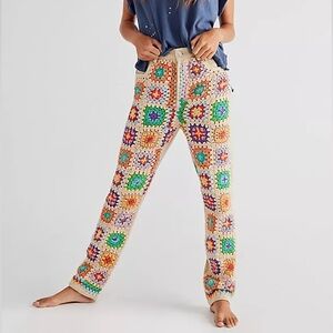 NWT Free People Crochet Zuri Mom Jeans